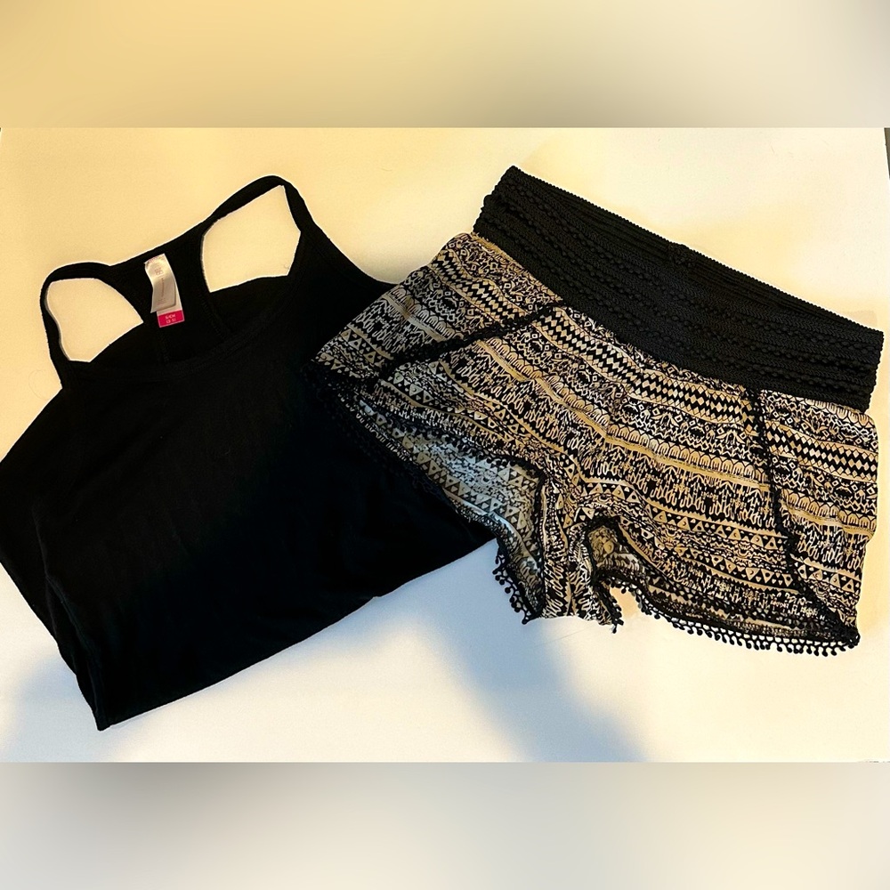 Black Tank Racerback & matching shorts.